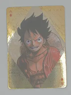 ACE OF DIAMONDS LUFFY - JAPANESE ONE PIECE GOLDEN HOLO FOIL POKER PLAYING CARDS - Image 1