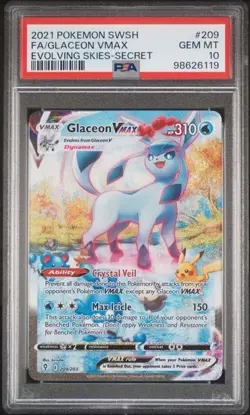 GLACEON VMAX #209 PSA 10 • 2021 Evolving Skies Secret Rare Full Alt Art Pokemon - Image 1