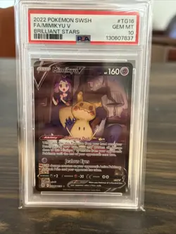 PSA 10 Mimikyu V TG16 Full Art 2022 Pokemon SwSh Brilliant Stars Trainer Gallery - Image 1