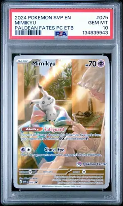 Pokemon Paldean Fates Mimikyu Pokemon Center Promo 075 PSA 10 - Image 1