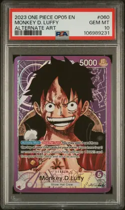 2023 One Piece Monkey D Luffy English Leader Alt Art OP05-060 PSA 10 GEM MT - Image 1
