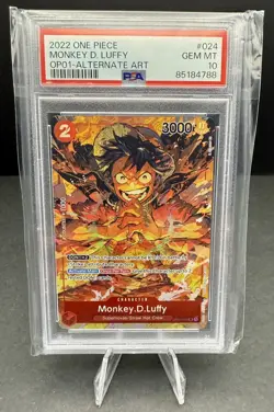 One Piece Monkey.D.Luffy Alt Art OP01-024 Romance Dawn English PSA 10 - Image 1