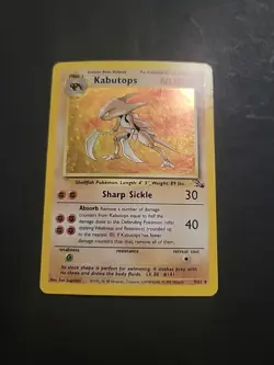 HP Pokemon TCG Kabutops 9/62 Unlimited Fossil Holo Rare Card Vintage - Image 1