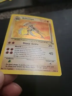 HP Pokemon TCG Kabutops 9/62 Unlimited Fossil Holo Rare Card Vintage - Image 4
