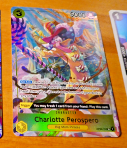 ONE PIECE ENGLISH CARD GAME HOLO CARTE Charlotte Perospero OP03-113 ALT EN MINT - Image 1