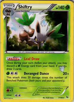 Pokemon TCG Shiftry XY Flashfire 7/106 Holo Rare Card Played HP - Image 1