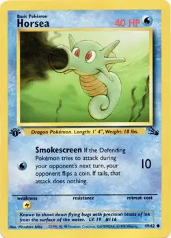 Pokemon Fossil 49/62 Horsea 1st Edition LP Card - Image 1
