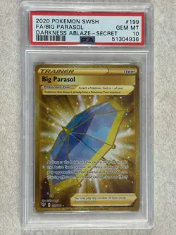 Pokemon Darkness Ablaze Card Big Parasol 199/189 Secret Rare PSA 10 Gem Mint - Image 1