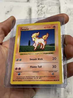 Pokemon TCG Ponyta Base Set 60/102 Regular Shadowless Common Vintage WOTC LP Vtg - Image 2