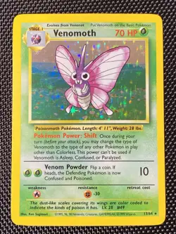 Venomoth 13/64 No Symbol Error Jungle Set Holo Unlimited Pokemon TCG LP/NM - Image 1