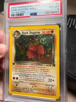 SWIRL 2000 Pokemon 1ST ED Dark Dugtrio Holo #6 PSA 8 NM-MT - 2025 Case - Image 1