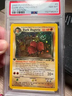 SWIRL 2000 Pokemon 1ST ED Dark Dugtrio Holo #6 PSA 8 NM-MT - 2025 Case - Image 2
