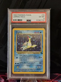 Pokemon TCG Lapras 10/62 Fossil Base Set Holo Rare Unlimited WOTC PSA 6 - Image 1