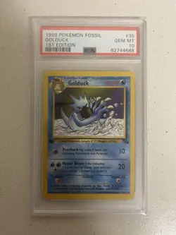 1999 POKEMON FOSSIL 1ST ED #35 GOLDUCK PSA 10 - Image 1