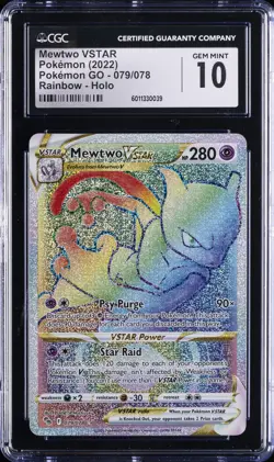 2022 POKEMON GO SECRET #079 FULL ART/MEWTWO VSTAR CGC 10 GEM MINT - Image 1