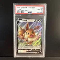 💎 PSA 10 GEM MINT 💎 Eevee V Holo V Powers Tins Black Star Promo Card SWSH065 - Image 1