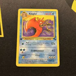 1ST EDITION Kingler 38/62 LP/EX -Vintage Pokemon Card- Fossil (7q) - Image 1