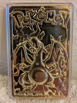 1999 Nintendo Pokemon CHARIZARD Gold Plated Playing Card - Image 1