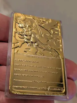 1999 Nintendo Pokemon CHARIZARD Gold Plated Playing Card - Image 5