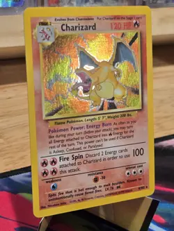 Pokemon TCG Charizard Base Set Holo Unlimited Rare Card 4/102 Nm/lp - Image 2