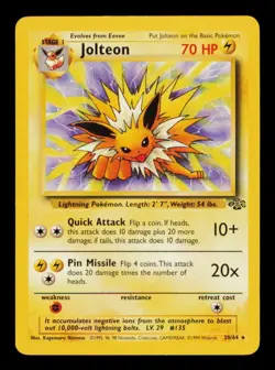 Pokemon Card Jolteon 20/64 Jungle Rare Vintage Original WOTC LP 1999 - Image 1