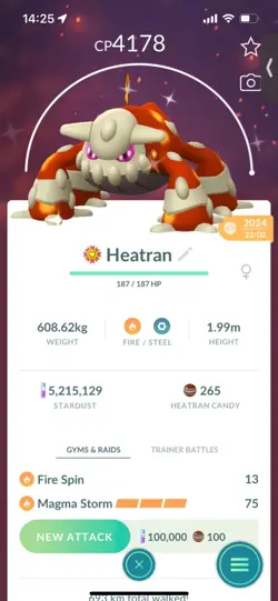 Pokemon Go Shiny Legendary Heatran ( Max cp ) - Image 1