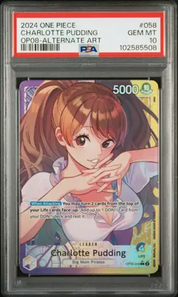 PSA 10 - Charlotte Pudding - OP08-058 - Alternate Art - Leader - One Piece TCG - Image 1