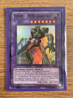 Yu-gi-oh Elemental Hero Grand Neos LCGX-EN060 Super Rare NM card - Image 1