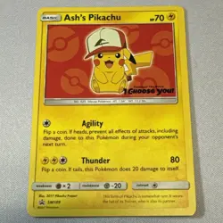 Ash’s Pikachu SM 109 Pokemon TCG Special Promo Card Mint Condition - Image 1