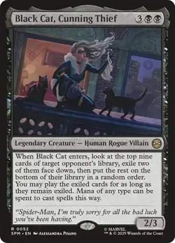 NM Black Cat, Cunning Thief, MTG, Marvel's Spider-Man, Magic the Gathering, 52 - Image 1