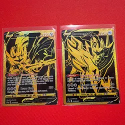 Pokemon TCG Zacian V SWSH076 Zamazenta V SWSH077 Black & Gold Promo Cards - Image 1