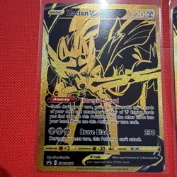 Pokemon TCG Zacian V SWSH076 Zamazenta V SWSH077 Black & Gold Promo Cards - Image 2