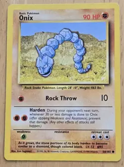 Pokemon TCG Onix # 56/102 Regular Common Base Set Vintage 1999 LP-NM - Image 1