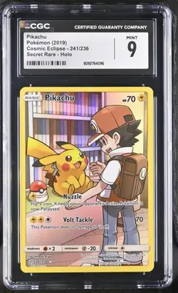 CGC 9 PIKACHU COSMIC ECLIPSE 241 SUN & MOON SECRET RARE POKEMON MINT BM - Image 1