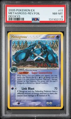 2005 POKEMON EX DEOXYS #11 METAGROSS-REVERSE FOIL PSA 8 - Image 1