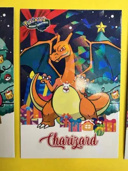 Pokemon Merry Christmas Card Database Charizard Gengar Snorlax Holo Lot Of 3 - Image 4