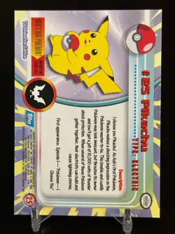 Topps Pokemon Card #25 Pikachu Blue Logo NM - Image 2