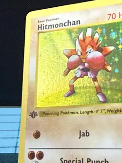1st Edition Hitmonchan (Shadowless) Holo 1999 Pokemon Card TCG Base Set 007/102 - Image 3