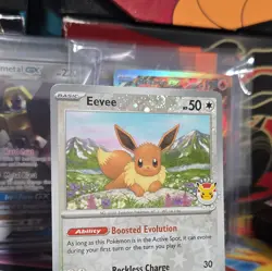 Eevee 074/131 Pokemon Day 2025 Stamped Promo Pokemon Card w swirl on top - Image 3