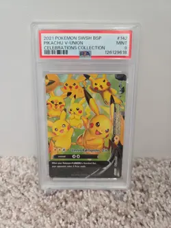 PSA 9 Pikachu V-Union SWSH BSP #142 Celebrations Collection Promo Cards Holo - Image 1
