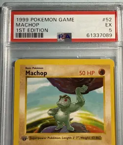 Pokemon Card Base Set 1st Edition Machop Shadowless 52/102 PSA 5 - Image 3