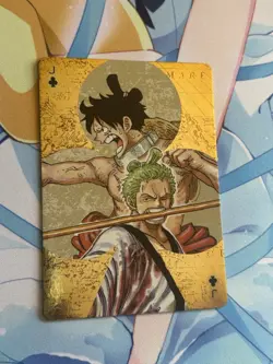 Official One Piece Jump Gold Playing Card Mint - Luffy and Zoro Jack of Clubs - Image 1