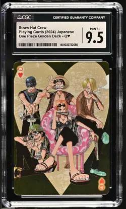 CGC 9.5 Straw Hat Crew QUEEN OF HEARTS Playing cards 2024 One Piece Golden Deck - Image 1