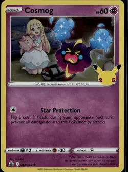 Cosmog Holo Rare Celebrations 013/025 Psychic Holo Pokemon Card - Image 1