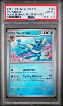 2025 POKEMON PRE EN-PRISMATIC EVOLUTIONS #022 VAPOREON PSA 10 - Image 1