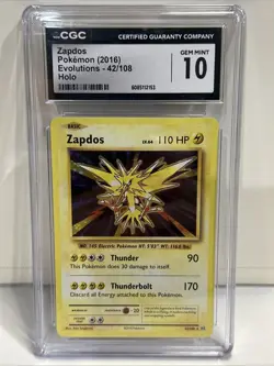 Pokemon Zapdos 42/108 GEM MINT 10 Evolutions Holo 2016 - Image 1