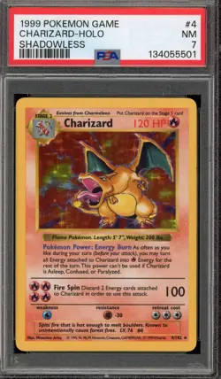 Pokemon Charizard Base Set Shadowless Holo Rare #4 PSA 7 - Image 1