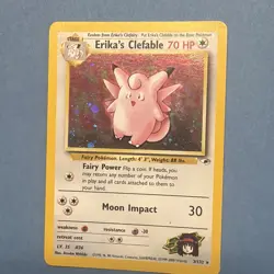 Pokemon TCG Erika's Clefable Gym Heroes Holo Rare Card 3/132 NP NM or higher - Image 1