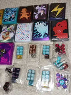 HUGE Pokemon Card Bulk Lot - ETB Sleeves, coins, dice and Figure/pins - Image 4