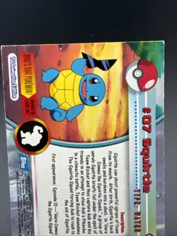 SQUIRTLE #07 - BLUE Logo - Non-Holo - SERIES 1 - TOPPS POKEMON CARD - Image 3